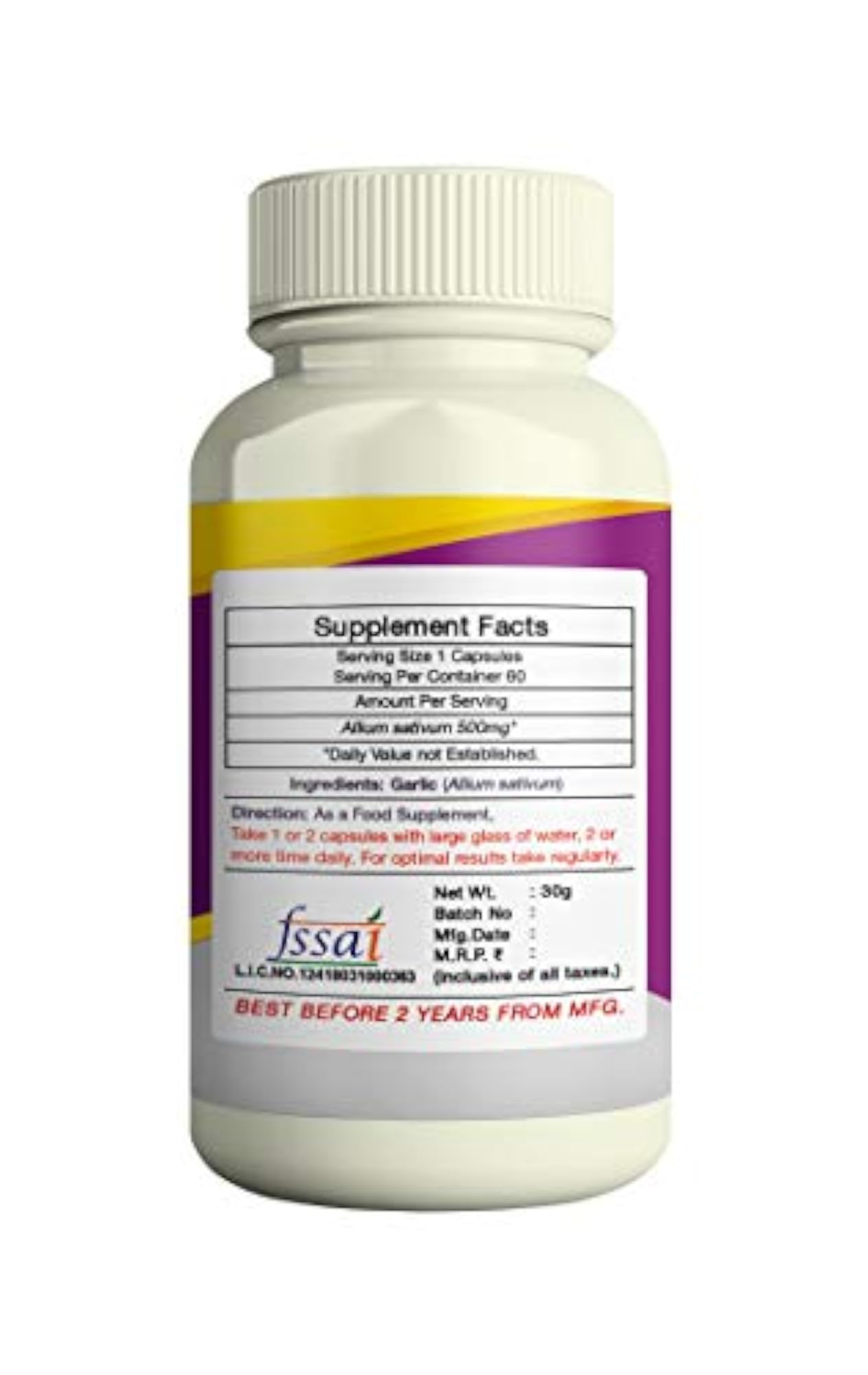 ERBZENERG Garlic Extract Capsules, 60 Capsules